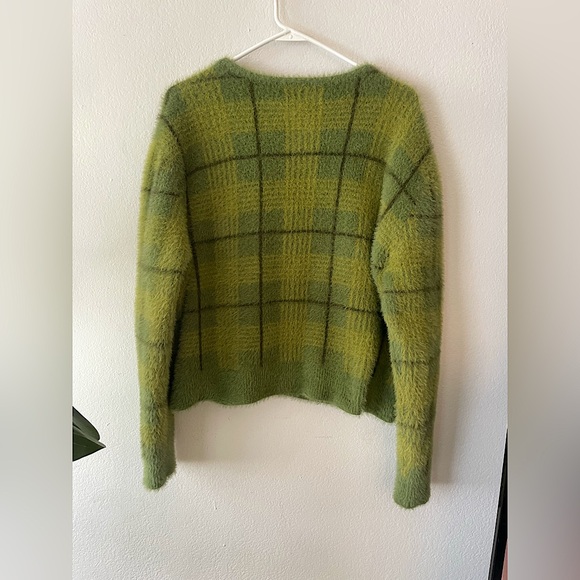 UNIF Green Plaid Cardigan Sweater Women’s Size Small - Picture 8 of 9